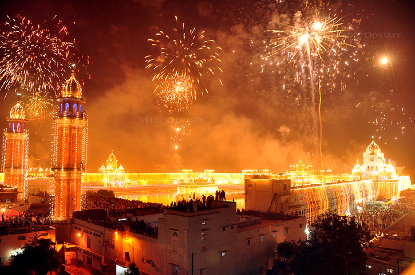 Lamps lit for Bandi Chhor Divas, the Sikh festival of release